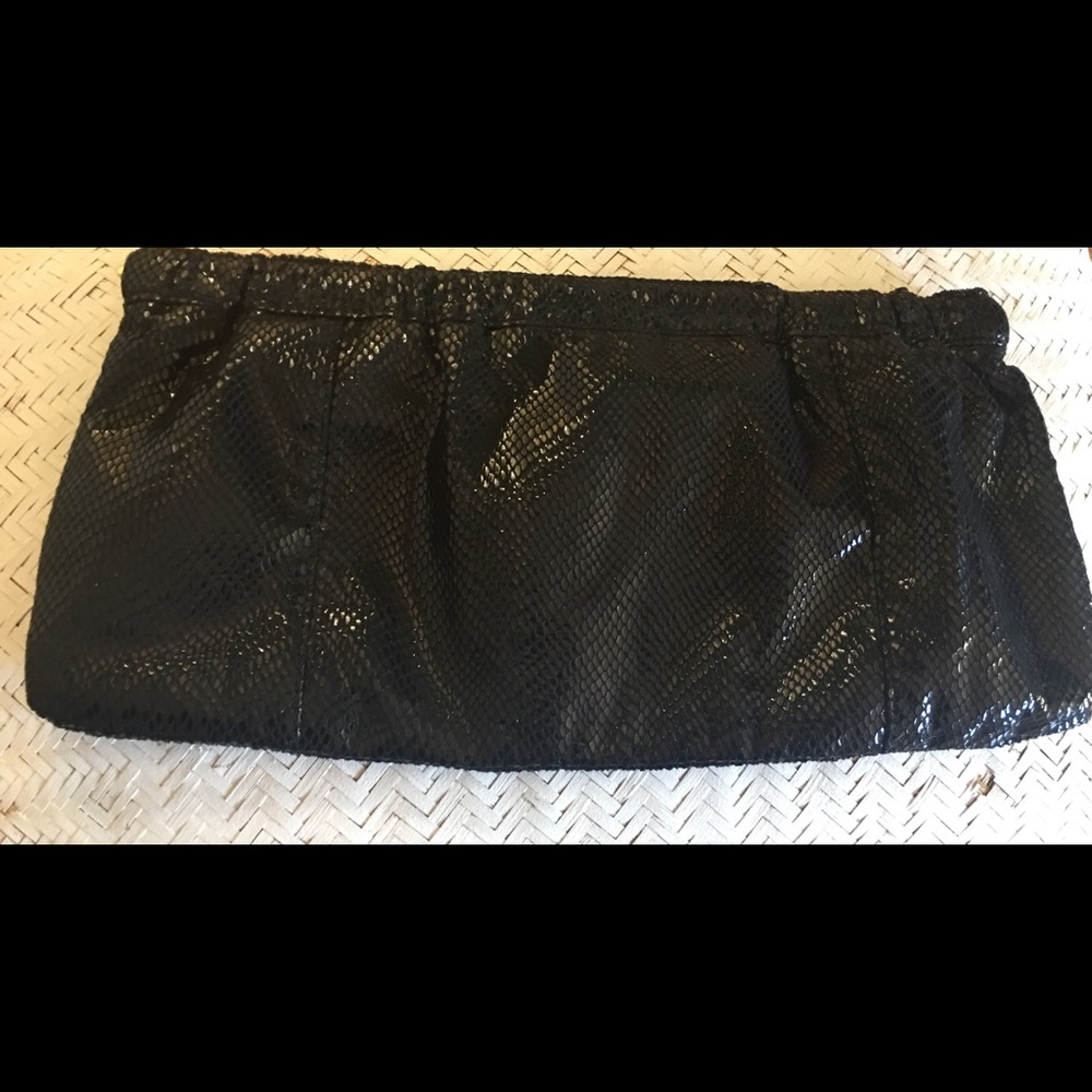 Old Navy black faux snake skin clutch